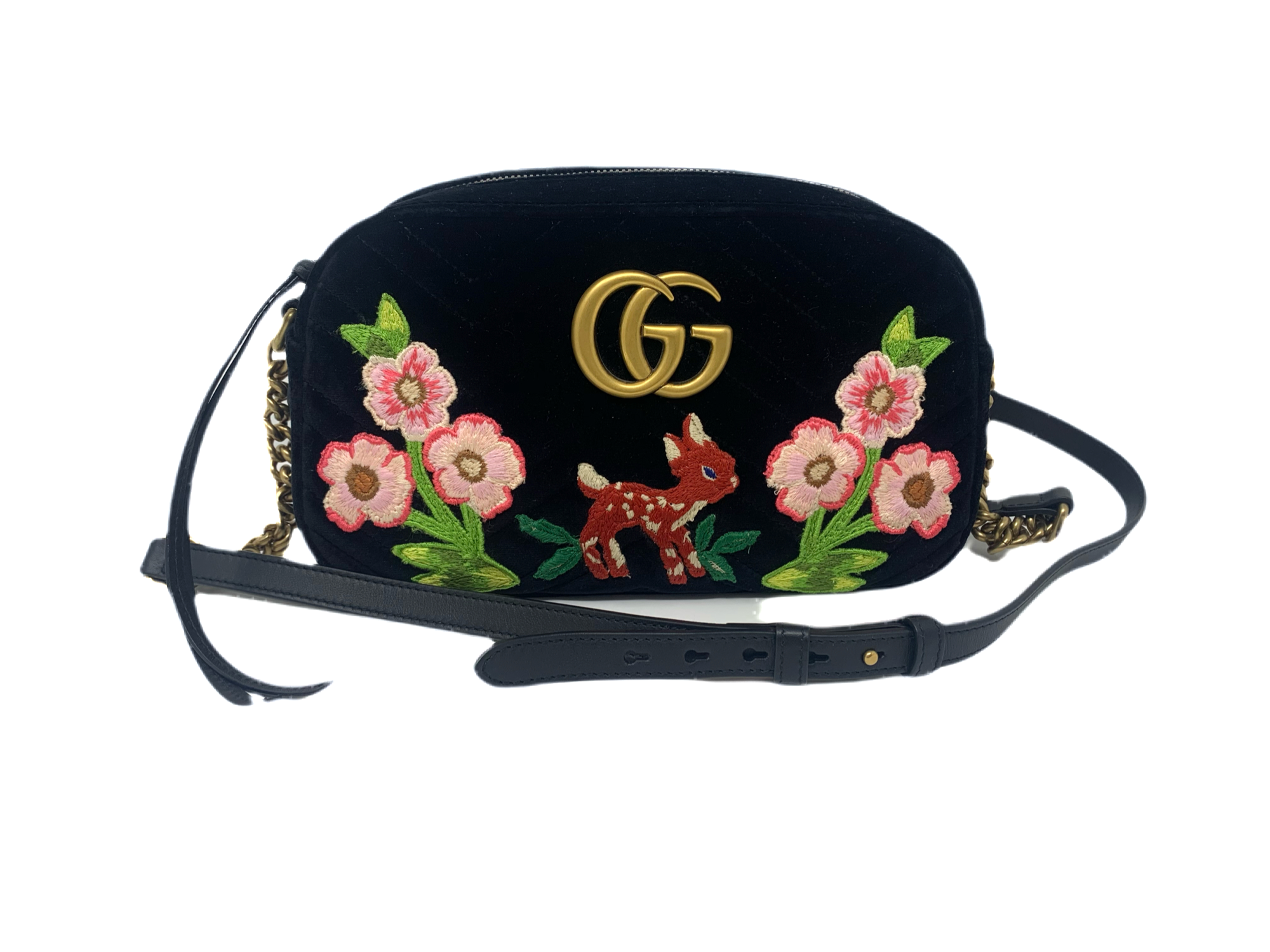 BORSA A TRACOLLA IN VELLUTO CON RICAMI GUCCI