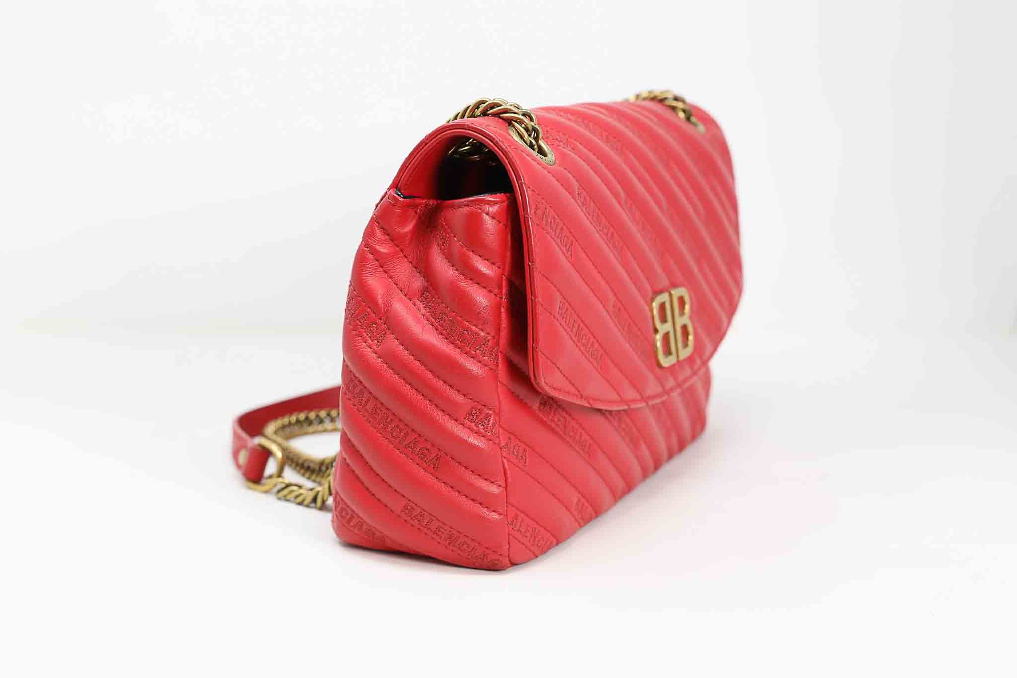 BORSA BB ROUND PELLE ROSSA BALENCIAGA CastaDivaMilano